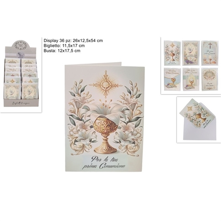 Biglietti Auguri Prima Comunione Con Busta 11,5 x 17 Cm