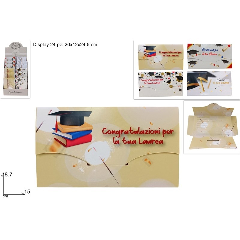 Biglietto Laurea 8,7 x 15 Cm