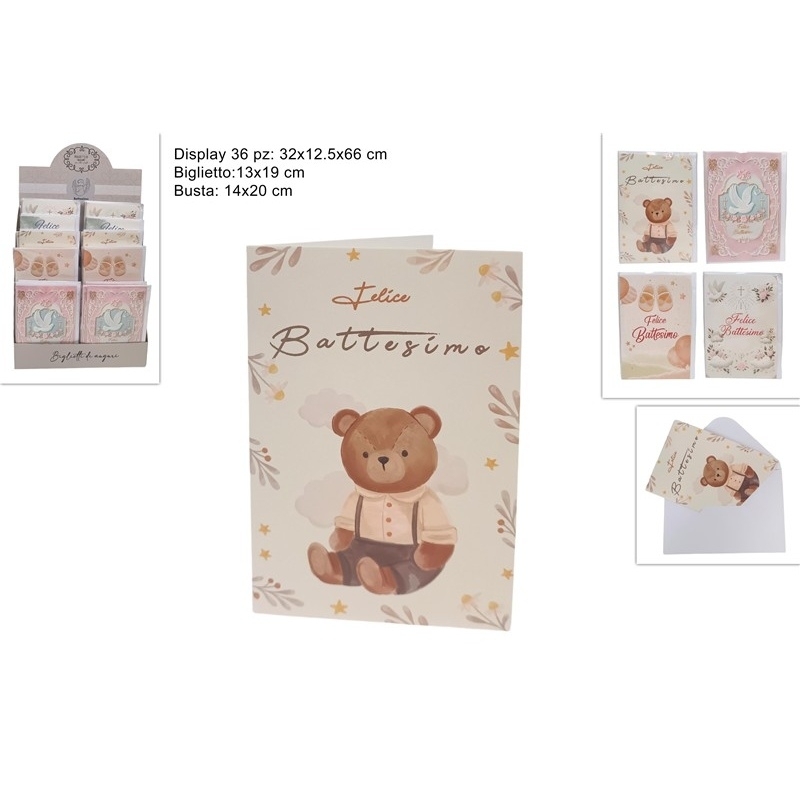 Biglietti Auguri Battesimo Con Busta 13 x 19 Cm