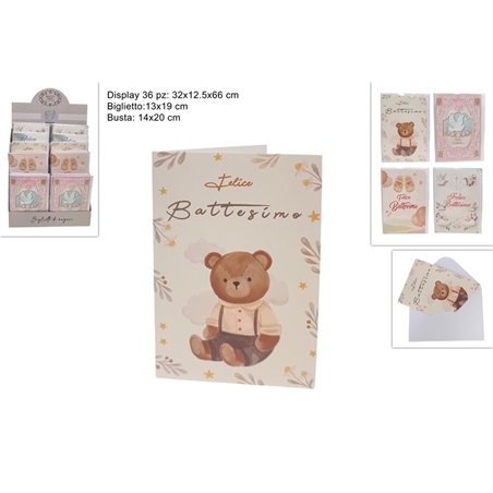 Biglietti Auguri Battesimo Con Busta 13 x 19 Cm
