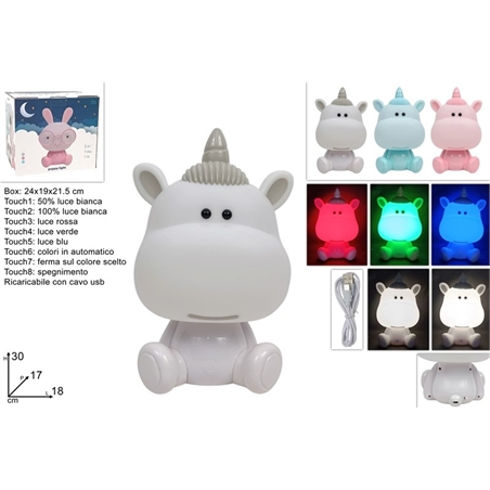 Lampada Led Unicorno Ricaricabile Con Cavo