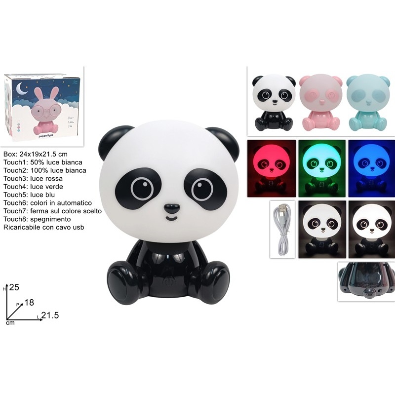 Lampada Led Panda Ricaricabile Con Cavo