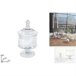 Barattolo cilindro di vetro porta confetti 12x23 cm