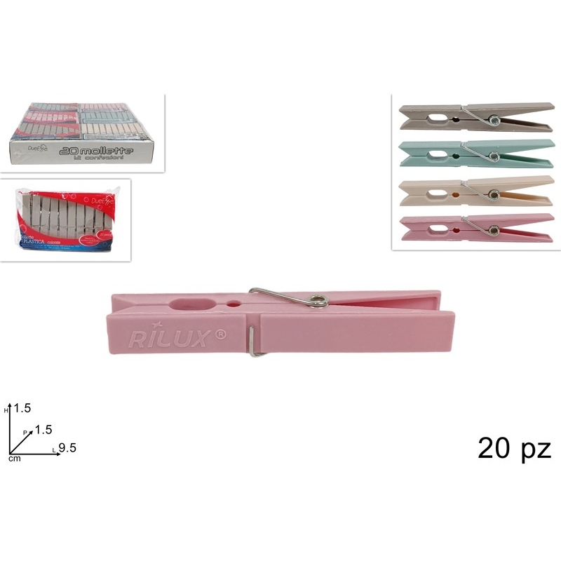 Mollette 20 pz Tinta Unita Colori Assortiti