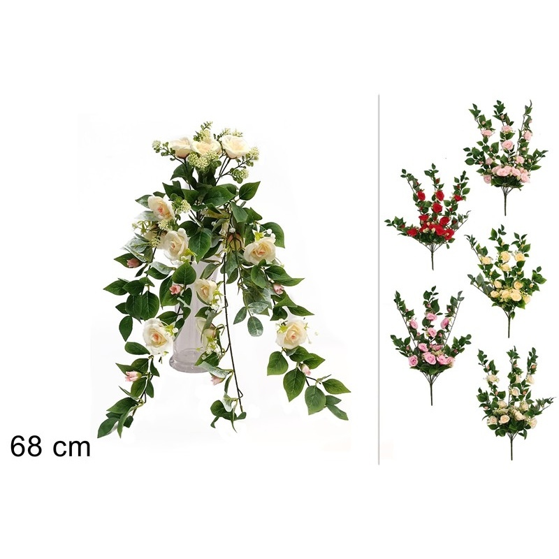 Mazzo 14 Rose Pendenti Più 8 Fiori
