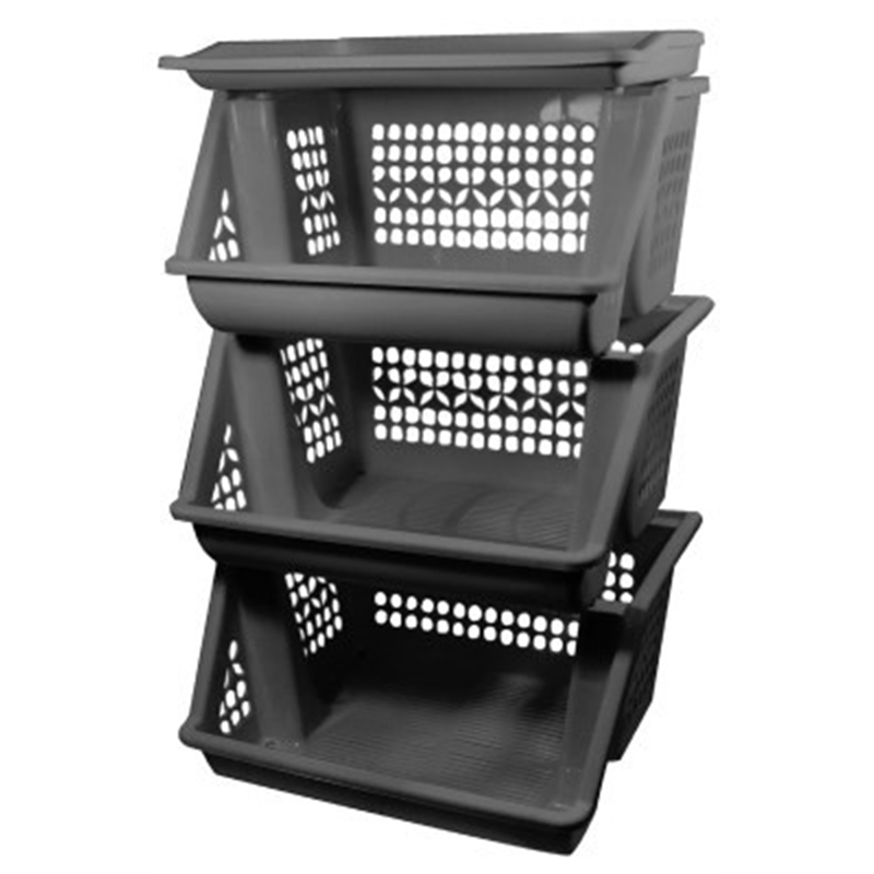 SCAFFALI 3PZ IMPILABILI GRIGIO SCURO