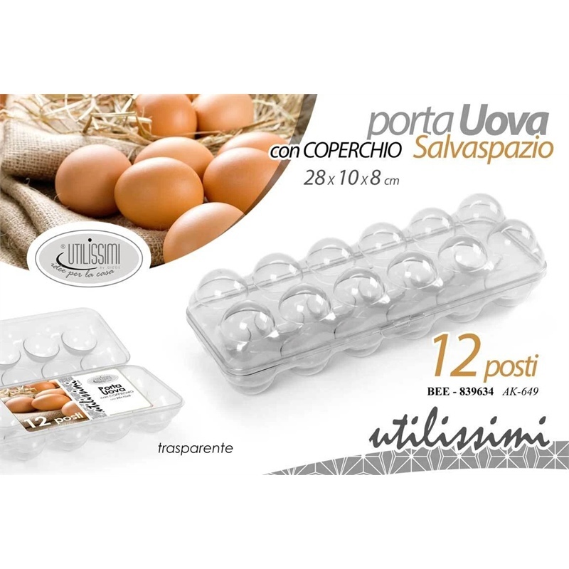 Contenitore Portauova da Frigorifero 12 Posti Freezer Cucina Rigido Trasparente