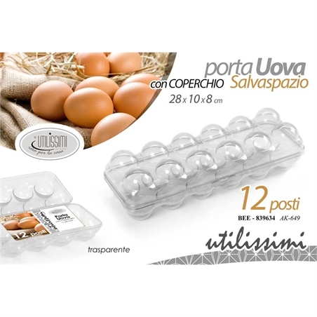 Contenitore Portauova da Frigorifero 12 Posti Freezer Cucina Rigido Trasparente