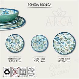 Piatto Piano Fiori D’Autore Bluart In Melamina