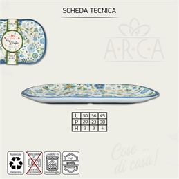 Vassoio Fiori D’Autore Bluart In Melamina 36×23 cm – h 3 cm