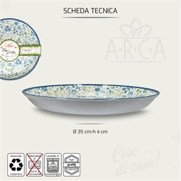 Piatto Rotondo Bordato Fiori D’Autore Bluart In Melamina