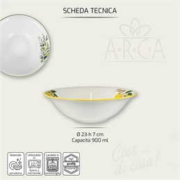 Insalatiera Frutti Del Sole Olive In Porcellana