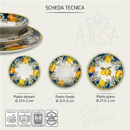 Set 18 Piatti La Costiera Agrumi In Porcellana