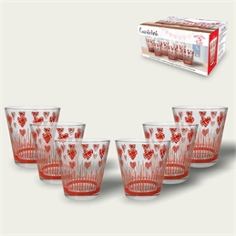 Set 6 Bicchieri rossi Cuoricini In Vetro 25Cl