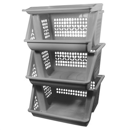 SCAFFALI 3PZ IMPILABILI ARGENTO 