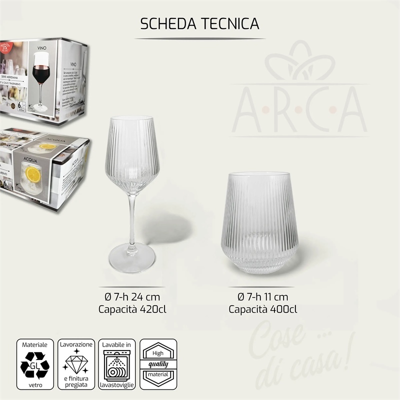 Set Bicchieri Meridiana In Vetro