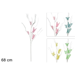 Stelo 68 Cm Con Farfalle Decorate Glitterate