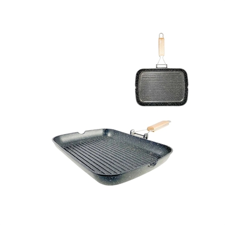 Vulcania Bistecchiera In Alluminio Pressofuso Con Manico Pieghevole Cm35x26