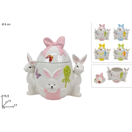 Barattolo Uovo 8 CM Ø Con Conoglio Con Scenario Pasquale
