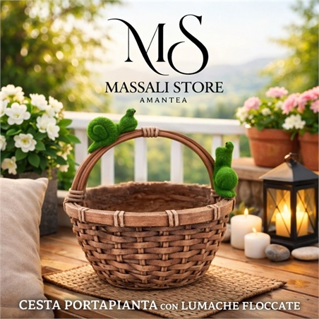 Cesta Portapianta Con Lumache Floccate
