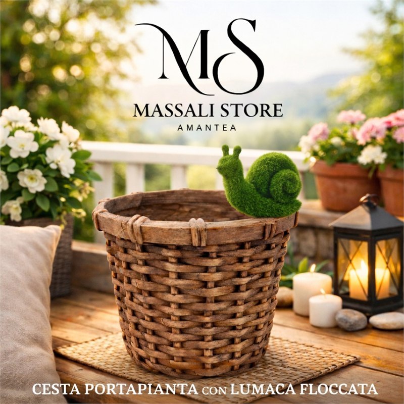 Cesta Portapianta Con Lumaca Floccate