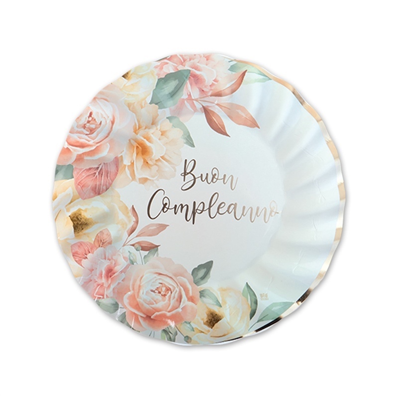 Piatti in carta 20 cm Buon Compleanno Rose Gold 8 pezzi