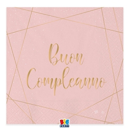 20 Tovaglioli cm. 33 x 33 Buon Compleanno Rose