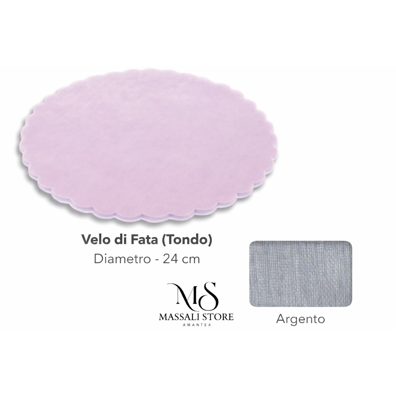 Velo Fata Tondo Smerlato Argento Diametro 24 50 pezzi