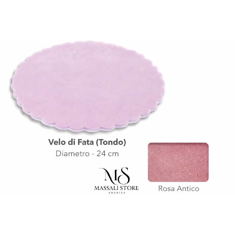 Velo Fata Tondo Smerlato Rosa Antico Diametro 24 50 pezz