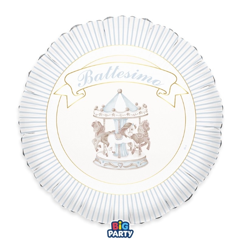 Palloncino Foil Tondo 18" Battesimo Carillon Celeste