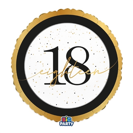 Palloncino Foil Tondo Happy Birthday Prestige 18