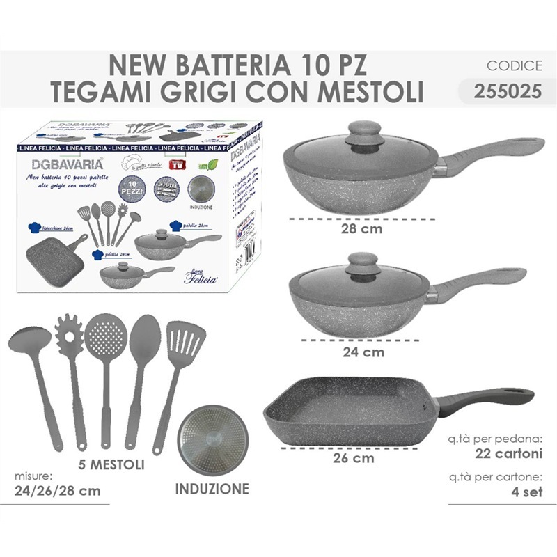 Batteria Padella E Mestoli 10 Pz