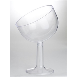 Portaconfetti Coppa inclinata trasparente gambo lungo diametro 16 cm altezza 26 cm .