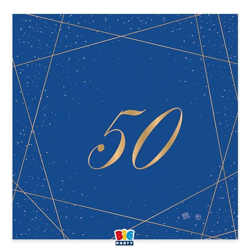20 Tovaglioli cm.33 x 33 50 Anni Blue Gold