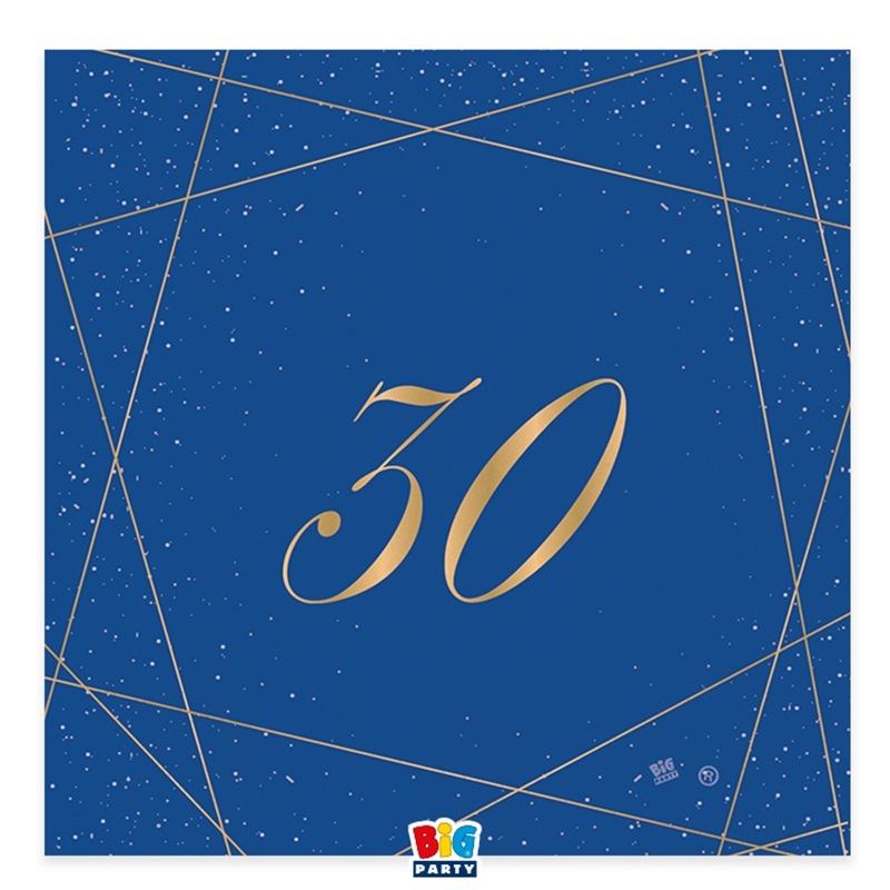 20 Tovaglioli cm.33 x 33 30 Anni Blue Gold