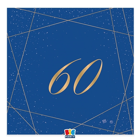 20 Tovaglioli cm.33 x 33 60 Anni Blue Gold