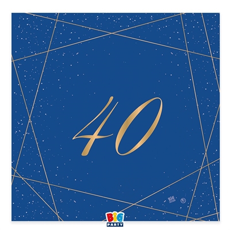 20 Tovaglioli cm.33 x 33 40 Anni Blue Gold