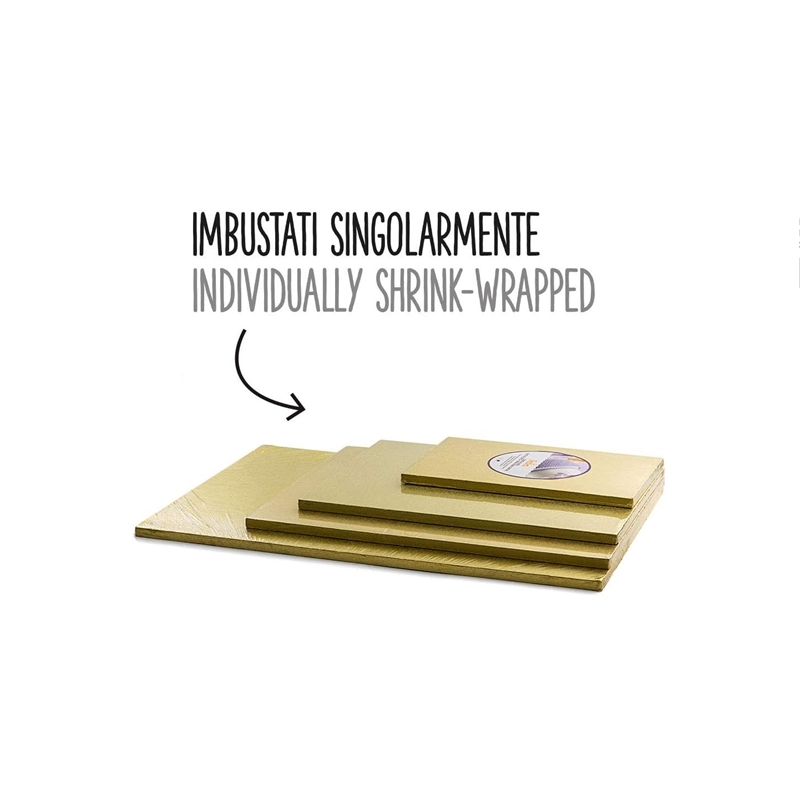 Sottotorta Rettangolare Oro 2x3 cm H 1,2 cm – Base dolci elegante

