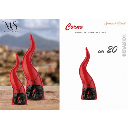 corno-rosso-maschera-nera-20cm