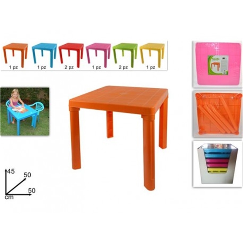 TAVOLO BAMBINO IN PLASTICA CM 50x50x45 6 COLORI 