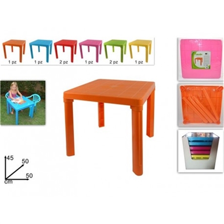 TAVOLO BAMBINO IN PLASTICA CM 50x50x45 6 COLORI 
