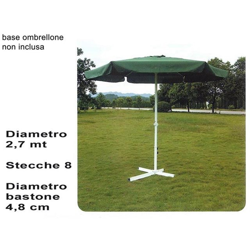 8027501021244Ombrellone alluminio  c/manovella  2.7 mt. verde