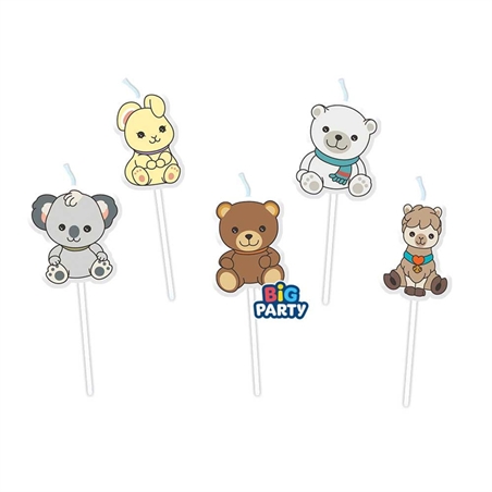 candeline-picks-teddy-friends-thun-8cm-5-pezzi