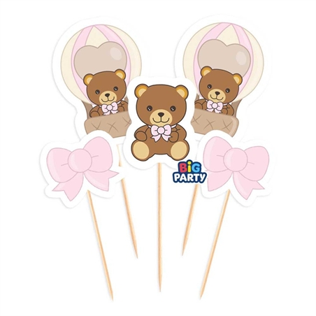 mini-cake-topper-teddy-friends-thun-rosa-5-pezzi