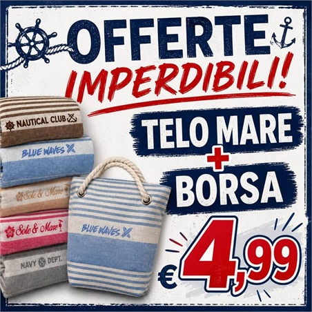 Telo Mare Fouta con Borsa 90x170 cm – 100% Cotone – Leggero e Pratico

