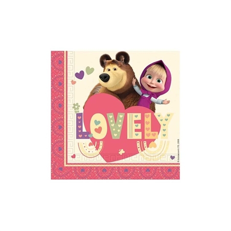 Tovaglioli 33x33 Masha Sweet Heart 20 pezzi
