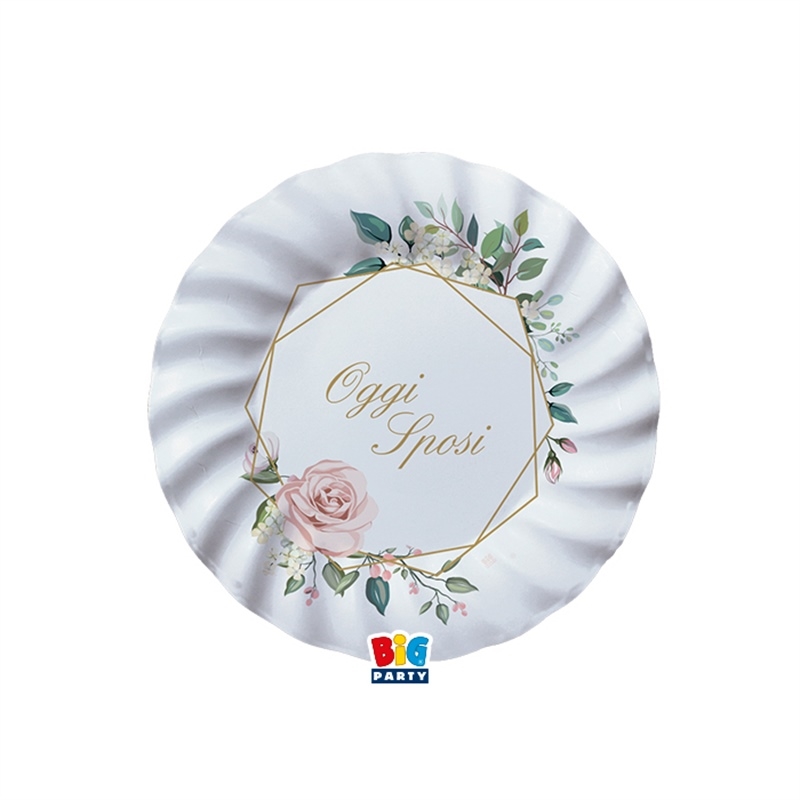8 Piatti cm 20 Sposi Floral Geometric
