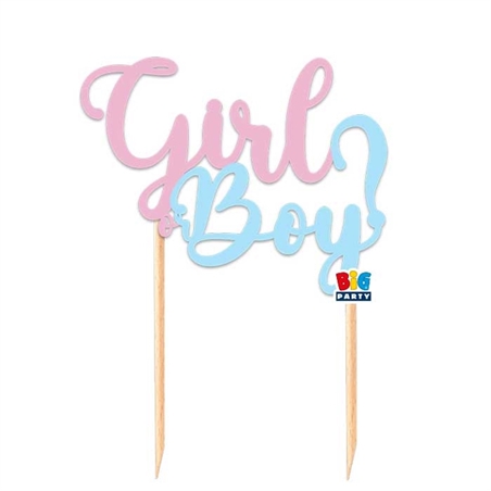 Cake Topper Italic cm.18x21 Baby Girl or Boy?