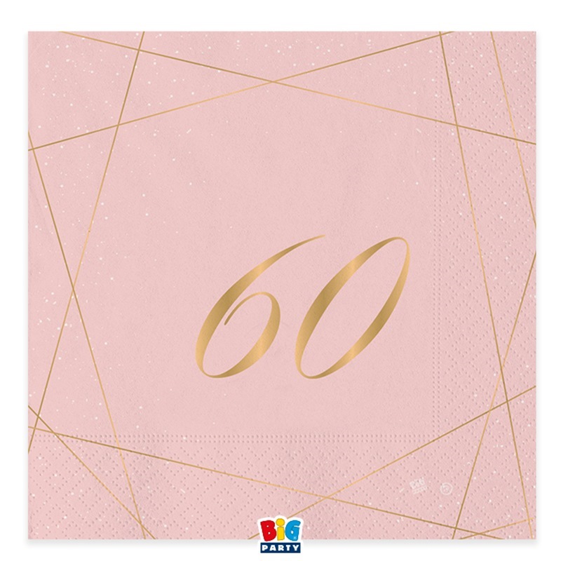 20 Tovaglioli cm. 33 x 33 60 Anni Rose