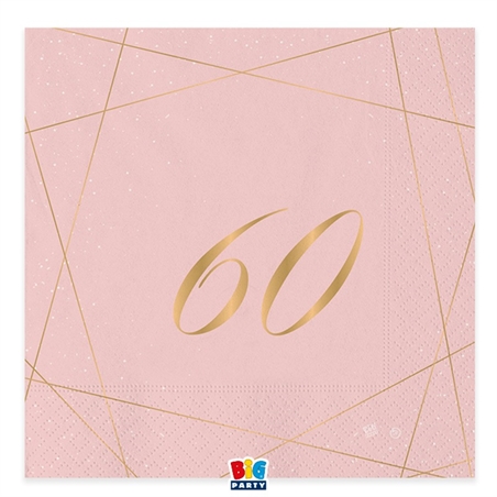 20 Tovaglioli cm. 33 x 33 60 Anni Rose